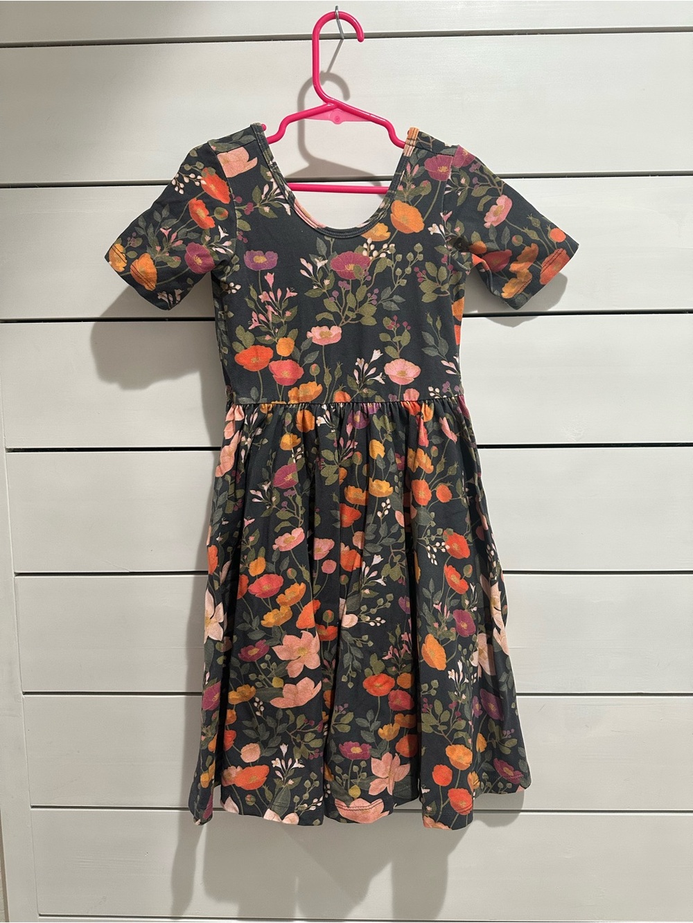 Alice + Ames short sleeve Ballet Dress in Dark Botanical Floral